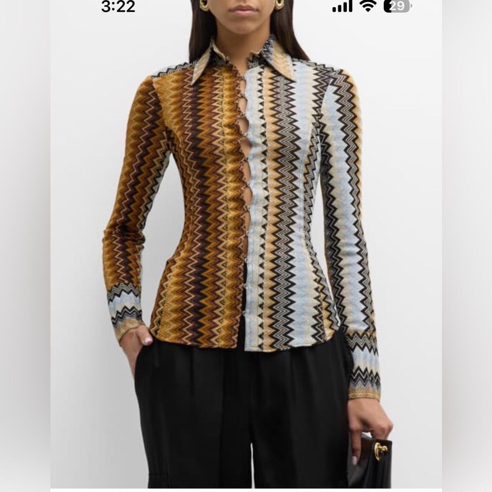 Missoni Multicolor Metallic Slim Fit Long Sleeve Size 42